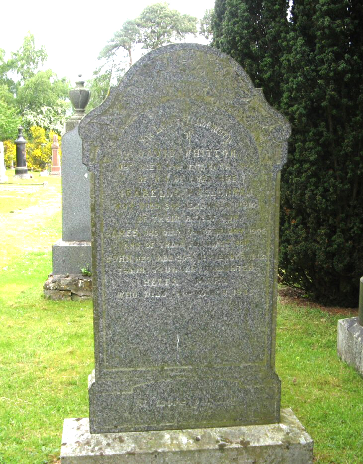 Photo of headstones/Isabella McLennan d1910 hdstn Dingwall Mitchell Hill